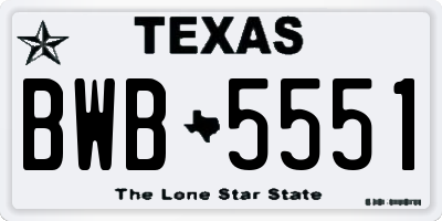 TX license plate BWB5551