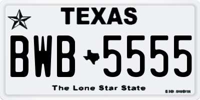TX license plate BWB5555