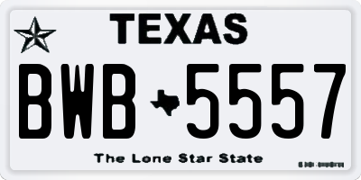 TX license plate BWB5557