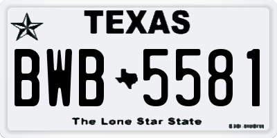 TX license plate BWB5581