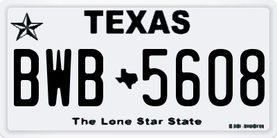 TX license plate BWB5608