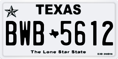 TX license plate BWB5612