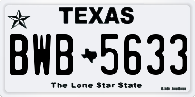TX license plate BWB5633