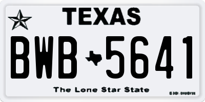 TX license plate BWB5641