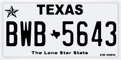 TX license plate BWB5643