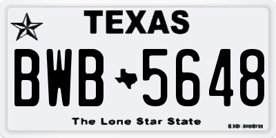 TX license plate BWB5648