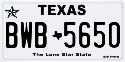 TX license plate BWB5650