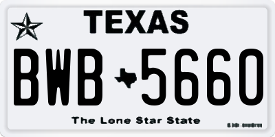 TX license plate BWB5660