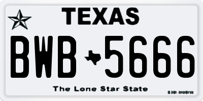 TX license plate BWB5666