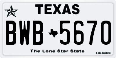 TX license plate BWB5670