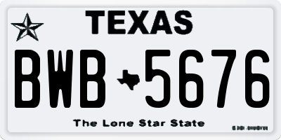 TX license plate BWB5676
