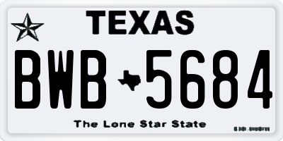 TX license plate BWB5684