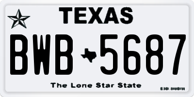 TX license plate BWB5687
