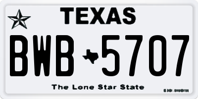 TX license plate BWB5707