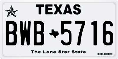 TX license plate BWB5716