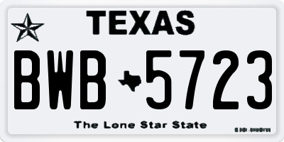TX license plate BWB5723
