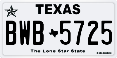 TX license plate BWB5725