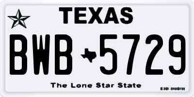 TX license plate BWB5729