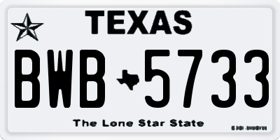 TX license plate BWB5733