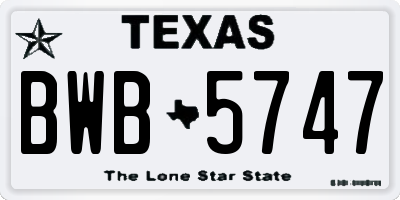 TX license plate BWB5747