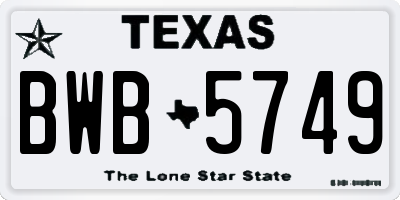 TX license plate BWB5749