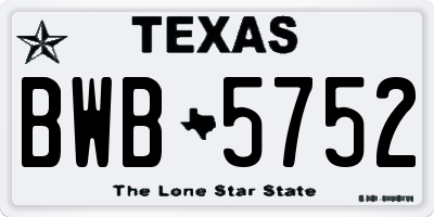 TX license plate BWB5752