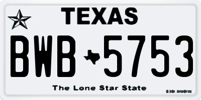 TX license plate BWB5753