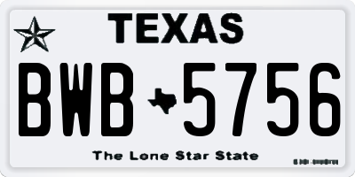 TX license plate BWB5756