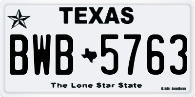TX license plate BWB5763