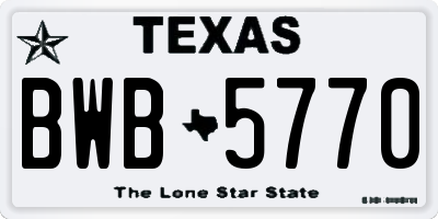 TX license plate BWB5770