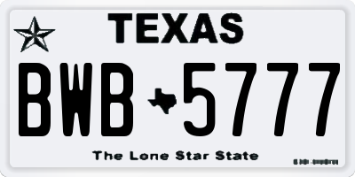 TX license plate BWB5777