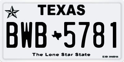 TX license plate BWB5781