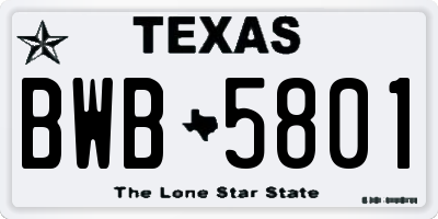 TX license plate BWB5801