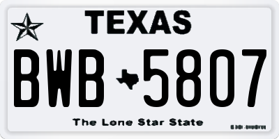TX license plate BWB5807