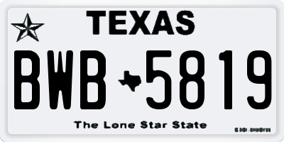 TX license plate BWB5819