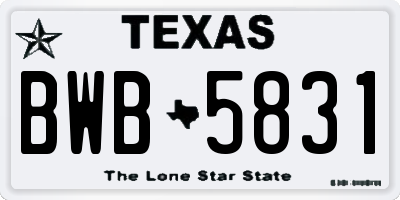 TX license plate BWB5831