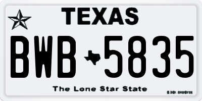 TX license plate BWB5835