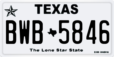 TX license plate BWB5846