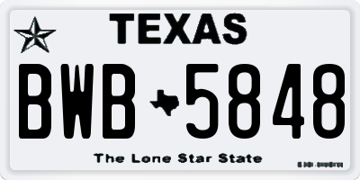 TX license plate BWB5848