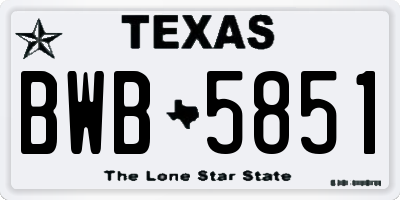 TX license plate BWB5851