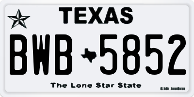 TX license plate BWB5852