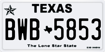 TX license plate BWB5853