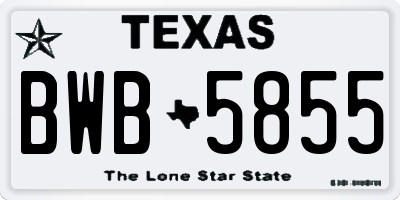 TX license plate BWB5855