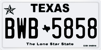 TX license plate BWB5858