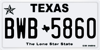 TX license plate BWB5860