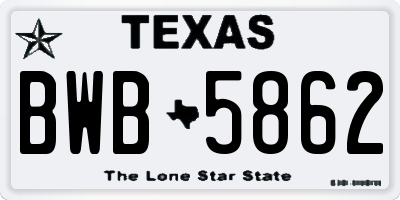 TX license plate BWB5862