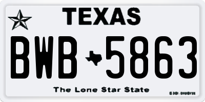 TX license plate BWB5863