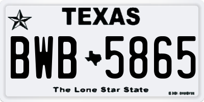 TX license plate BWB5865