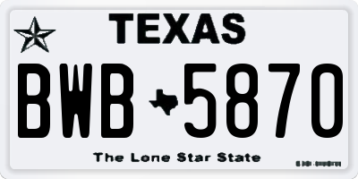 TX license plate BWB5870
