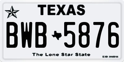 TX license plate BWB5876